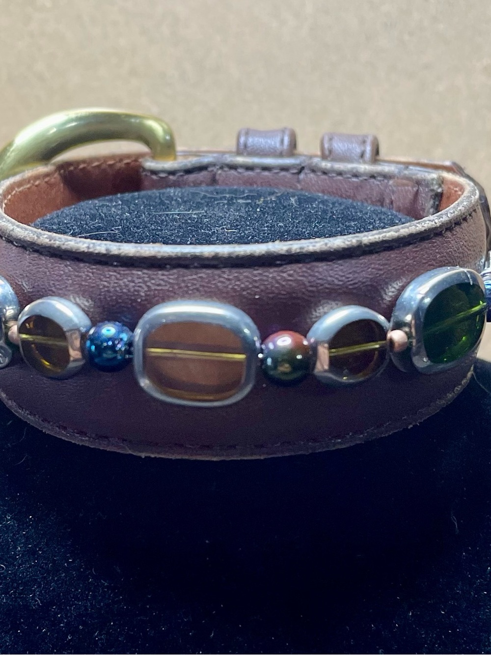 Nightshade Up Cycled Brown Leather Beaded Bracelet - Women Accessories